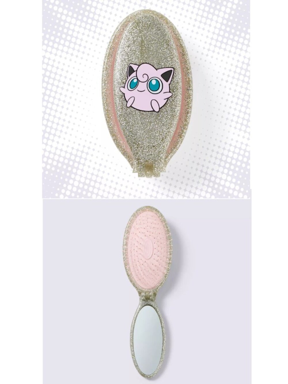 Pokémon x Target - Foldable Hair Brush with Mirror - Jigglypuff Glitter/Pink NEW